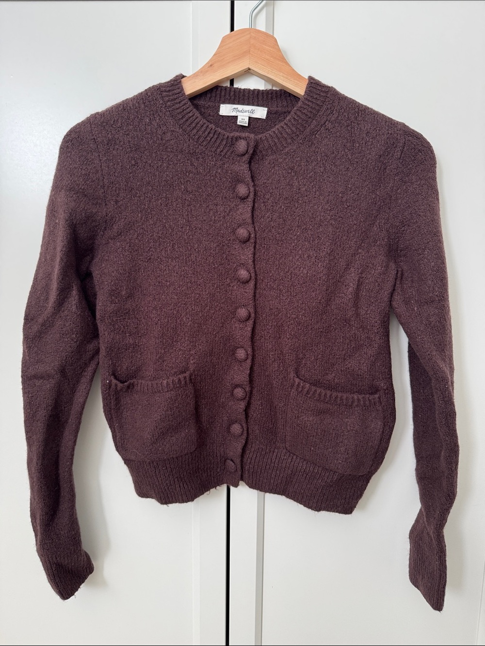 Madewell Brown Crewneck Button Cardigan